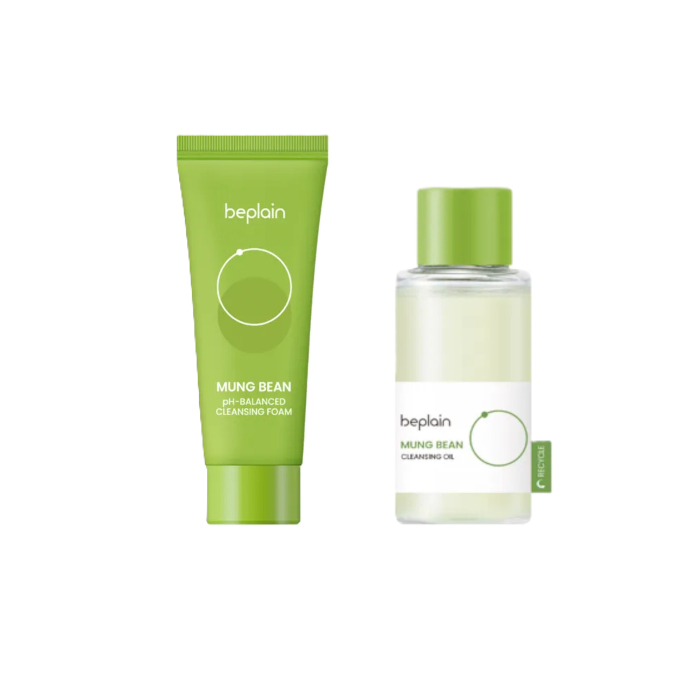 beplain - Mung Bean Cleansing Oil + Cleansing Foam Travel Set
