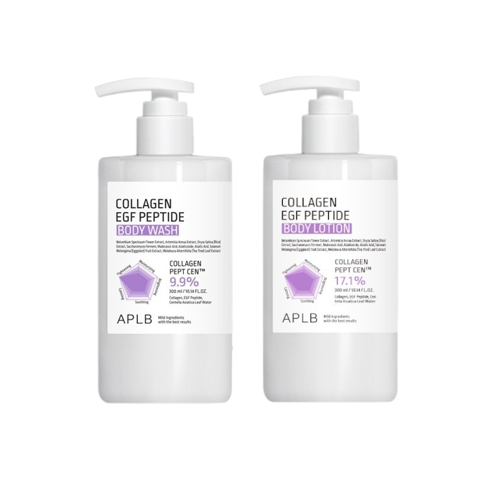 APLB - Collagen EGF Peptide Body Wash - 300ml & Body Lotion - 300ml (1ea) Set