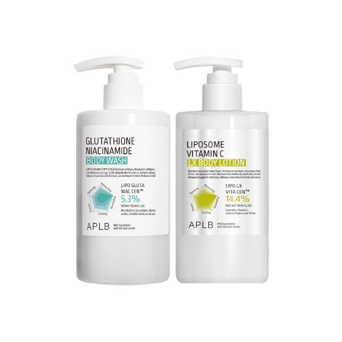 APLB - Glutathione Niacinamide Body Wash - 300ml (1ea) & Liposome Vitamin C LX Body Lotion - 300ml (1ea) Set